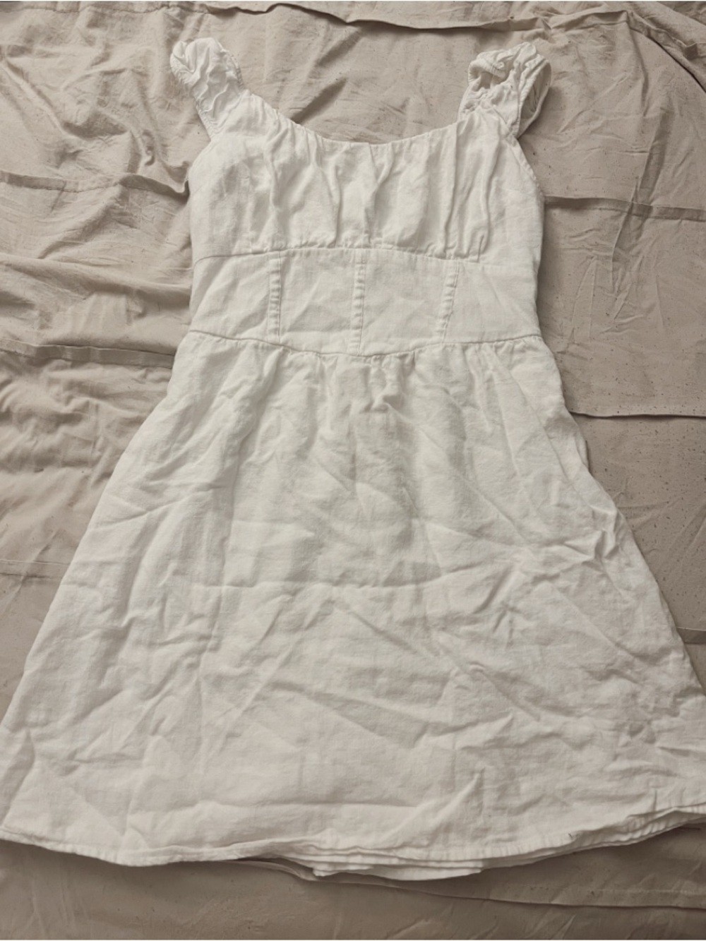 Hollister White Mini Dress with Ruffled Straps